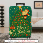 1-Piece Santa Christmas Tree Holiday Festive Colorful  Suitcase Luggage Cover, Stretch Protective Sleeve