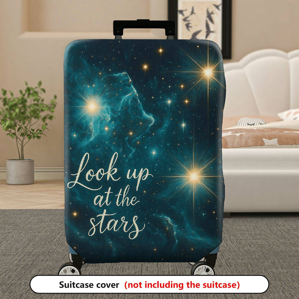 1-Piece Starry Night Cosmic Universe Inspirational Quote  Suitcase Luggage Cover, Stretch Protective Sleeve