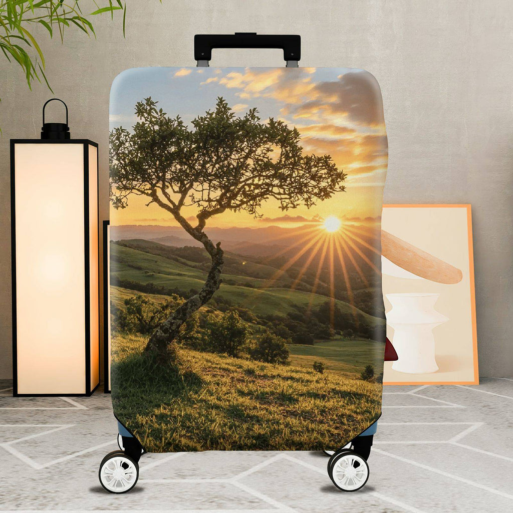 1-Piece Nature Sunset Tree Landscape Scenic Outdoor Travel  Suitcase Luggage Cover, Stretch Protective Sleeve
