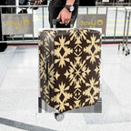 1-Piece Geometric Star Pattern Brown Cream Stylish Chic Modern  Suitcase Luggage Cover, Stretch Protective Sleeve