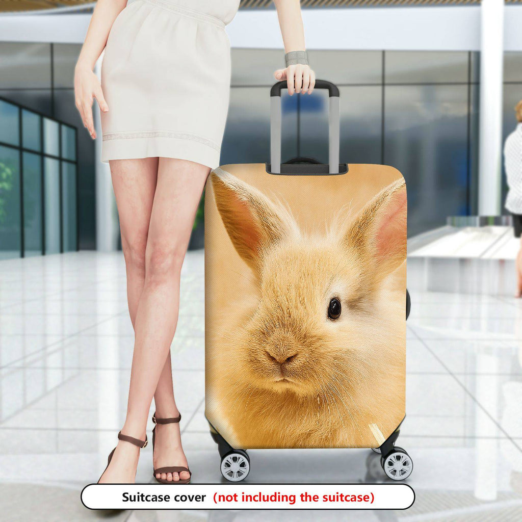 1-Piece Cute Bunny Animal Nature Beige Soft  Suitcase Luggage Cover, Stretch Protective Sleeve