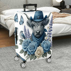 1-Piece Cowboy Cow Floral Butterfly Nature Bird  Suitcase Luggage Cover, Stretch Protective Sleeve