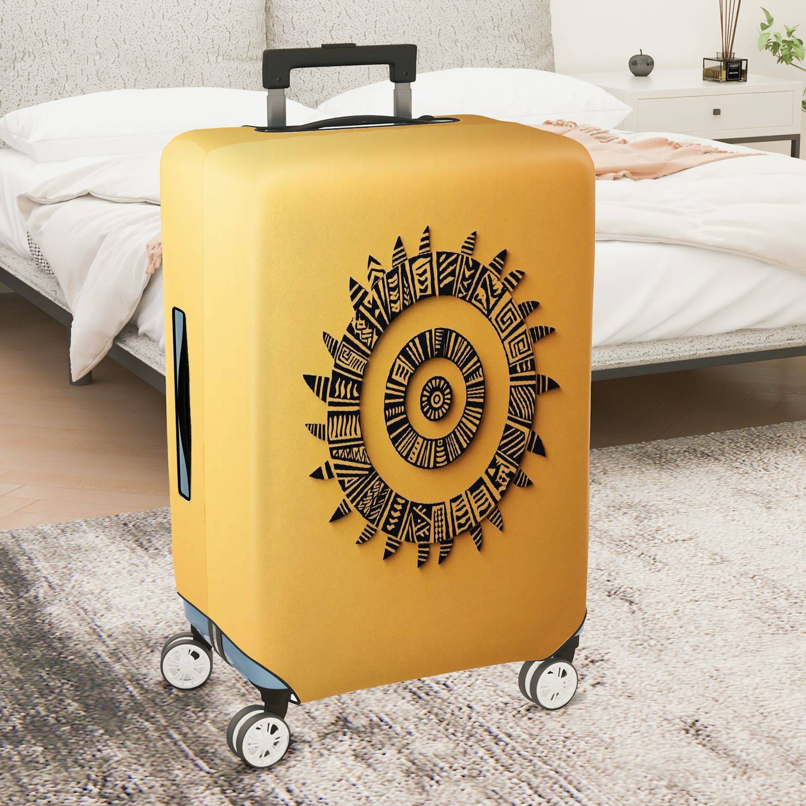1-Piece Tribal Ethnic Geometric Sun Abstract  Suitcase Luggage Cover, Stretch Protective Sleeve