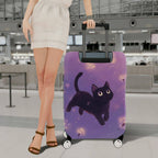 1-Piece Black Cat Dandelion Purple Cute Stylish Fun  Suitcase Luggage Cover, Stretch Protective Sleeve