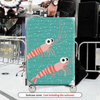 1-Piece Shrimp  Teal Striped Polka Dots Cute  Suitcase Luggage Cover, Stretch Protective Sleeve