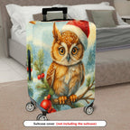 1-Piece Christmas Owl Winter Snow Holiday Red  Suitcase Luggage Cover, Stretch Protective Sleeve