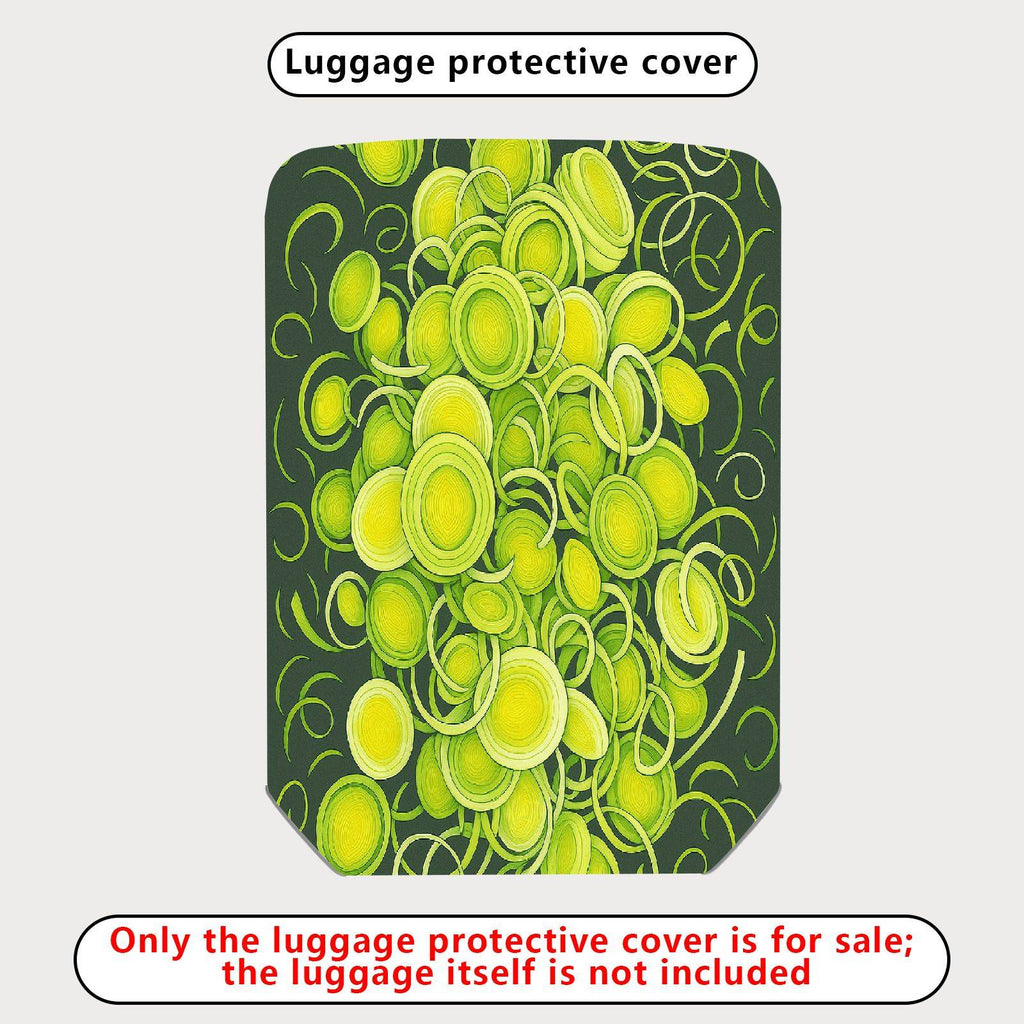 1-Piece Abstract Green Yellow Swirl Circular Artistic Vibrant  Suitcase Luggage Cover, Stretch Protective Sleeve