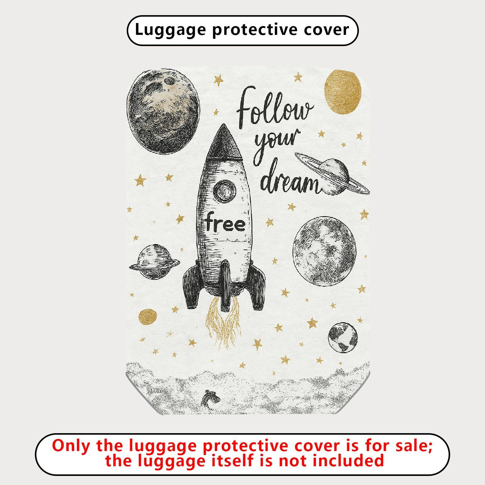 1-Piece Rocket Space Cosmic Star Moon Dream  Suitcase Luggage Cover, Stretch Protective Sleeve