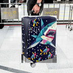 1-Piece Geometric Colorful Shark Ocean Fish Underwater  Suitcase Luggage Cover, Stretch Protective Sleeve