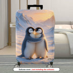1-Piece Cute Penguin Snow Winter Mountain Romantic  Suitcase Luggage Cover, Stretch Protective Sleeve