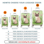 1-Piece Cat Floral Green Nature Cute Whimsical  Suitcase Luggage Cover, Stretch Protective Sleeve