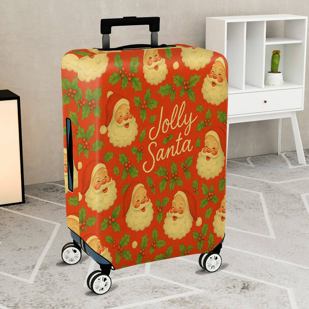 1-Piece Jolly Santa Festive Christmas Holiday Cheer Travel  Suitcase Luggage Cover, Stretch Protective Sleeve