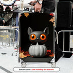 1-Piece Cute Cat Halloween Autumn Leaves Pumpkin  Suitcase Luggage Cover, Stretch Protective Sleeve