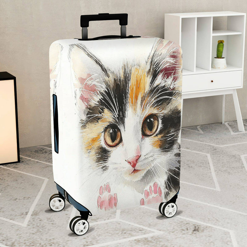 1-Piece Cute Adorable Cat Watercolor Animal Art  Suitcase Luggage Cover, Stretch Protective Sleeve