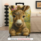 1-Piece Animal Floral Rustic Pastoral Donkey  Suitcase Luggage Cover, Stretch Protective Sleeve
