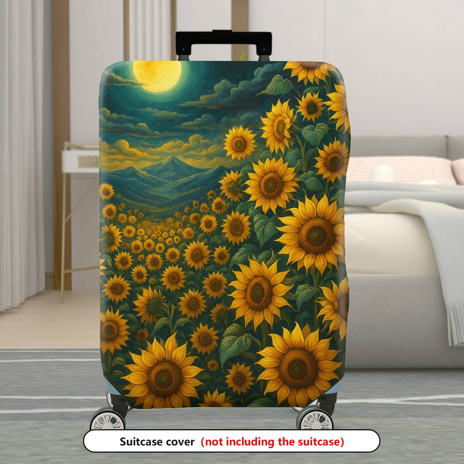 1-Piece Sunflower Night Mountain Landscape Luggage  Suitcase Luggage Cover, Stretch Protective Sleeve
