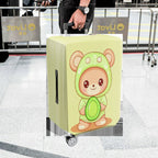 1-Piece Cute  Bear Green Hood Decorative  Suitcase Luggage Cover, Stretch Protective Sleeve