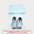 1-Piece Cute Adorable Winter Penguin Snow Friends  Suitcase Luggage Cover, Stretch Protective Sleeve
