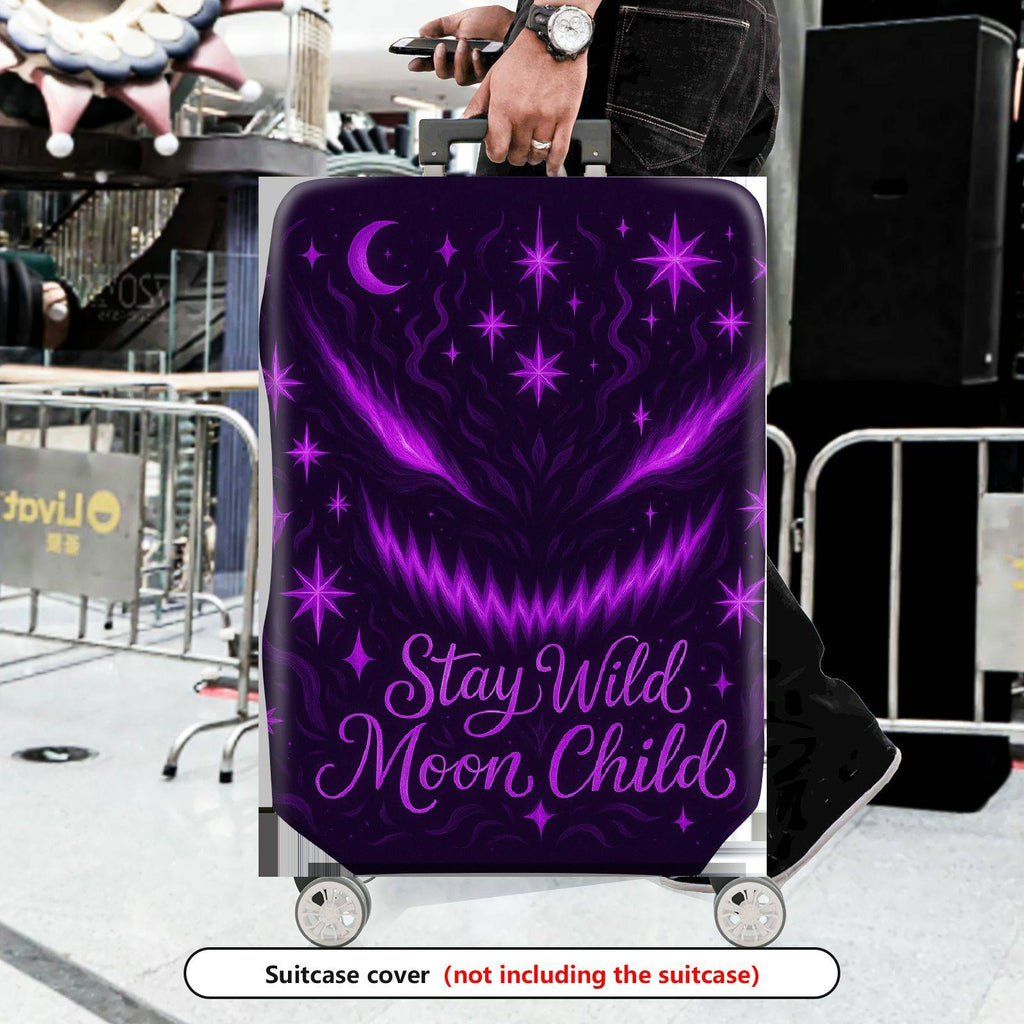 1-Piece Cosmic Moon Stars Mysterious Wild Child  Suitcase Luggage Cover, Stretch Protective Sleeve