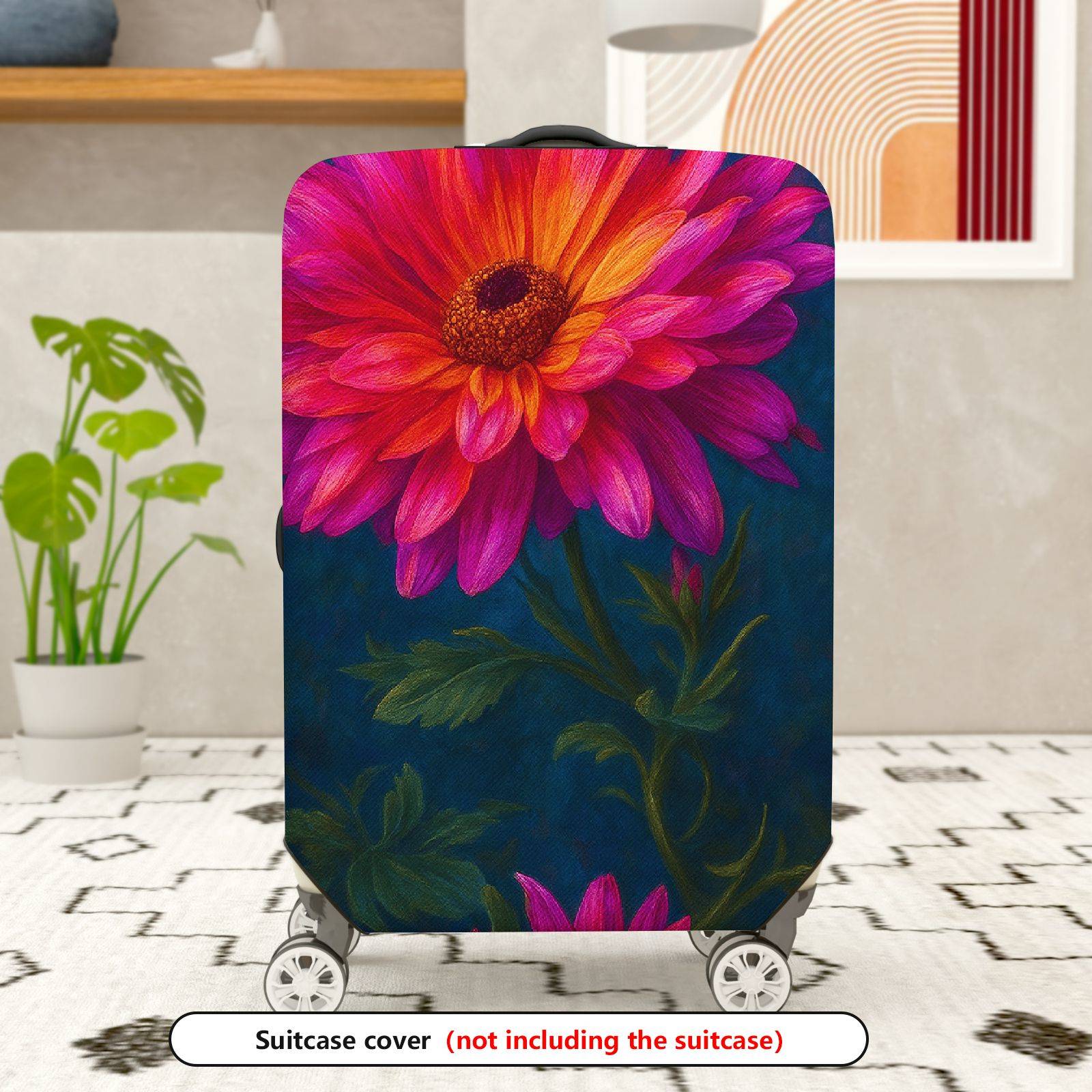 1-Piece Vibrant Floral Colorful Artistic Daisy Nature Garden  Suitcase Luggage Cover, Stretch Protective Sleeve
