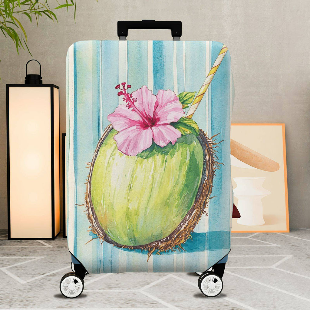 1-Piece Tropical Coconut Flower Holiday Beach Summer  Suitcase Luggage Cover, Stretch Protective Sleeve