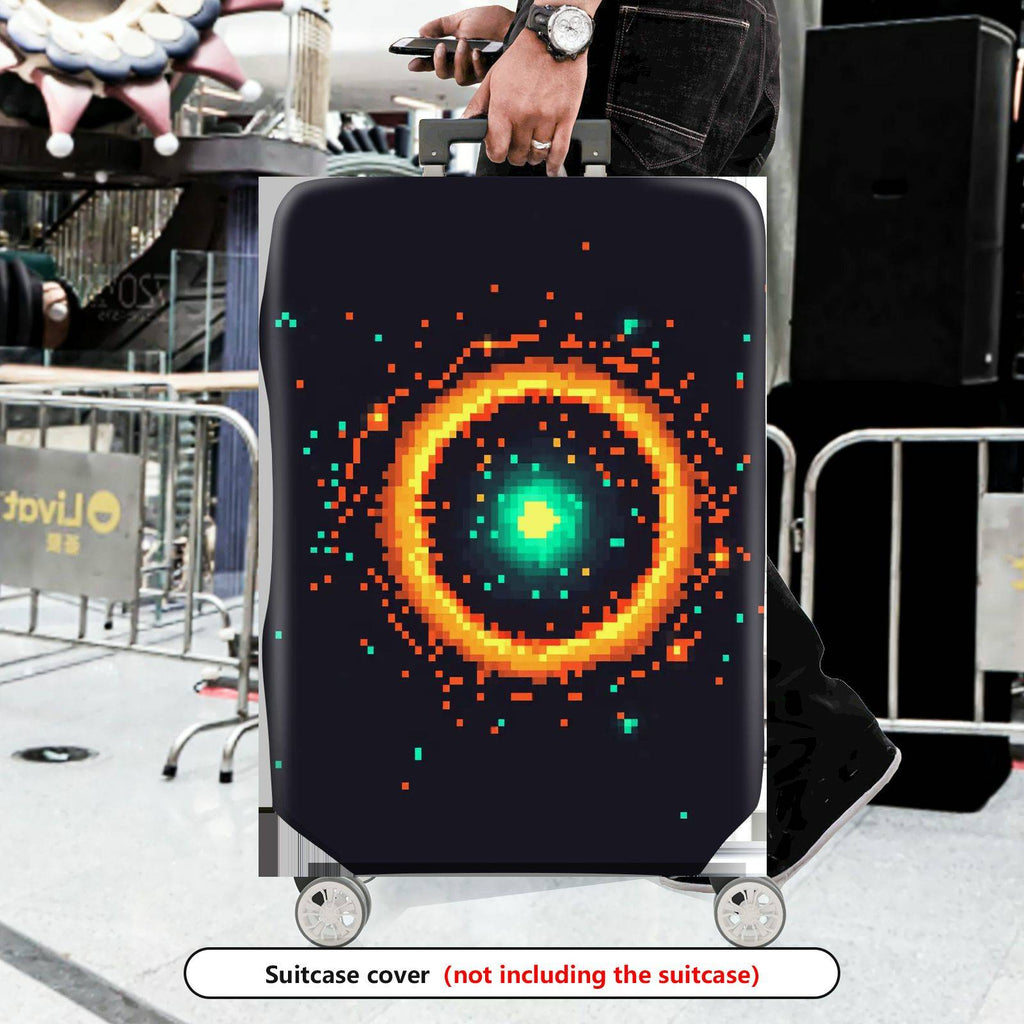 1-Piece Digital Pixel Cosmic Space Galaxy Sci-Fi Astronomy  Suitcase Luggage Cover, Stretch Protective Sleeve