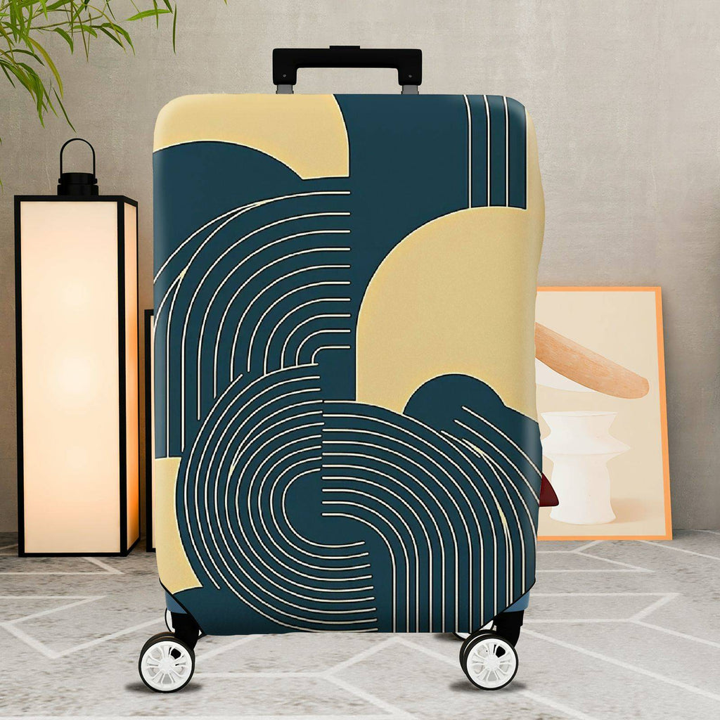 1-Piece Abstract Geometric Yellow Blue Beige Modern  Suitcase Luggage Cover, Stretch Protective Sleeve