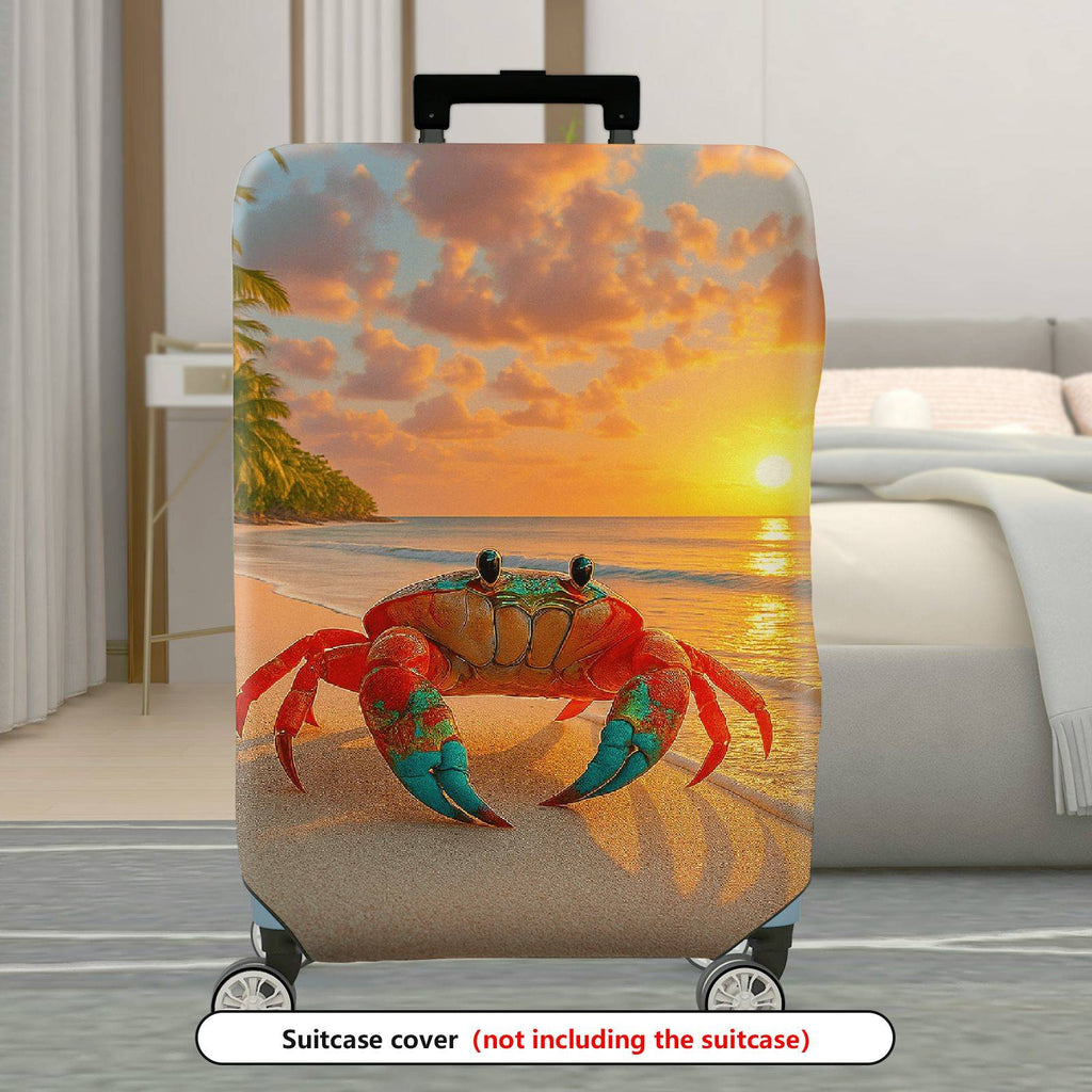 1-Piece Sunset Beach Crab Palm Ocean Holiday  Suitcase Luggage Cover, Stretch Protective Sleeve