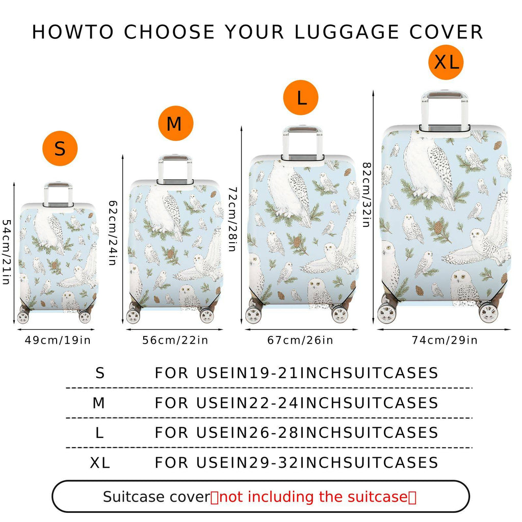 1-Piece Owl Pinecone Pattern Snow Landscape Winter Animal  Suitcase Luggage Cover, Stretch Protective Sleeve