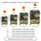 1-Piece Buffalo Wildlife Landscape Nature Green Forest Travel  Suitcase Luggage Cover, Stretch Protective Sleeve
