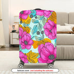 1-Piece Floral Pink Orange Blue Leaf Berry  Suitcase Luggage Cover, Stretch Protective Sleeve