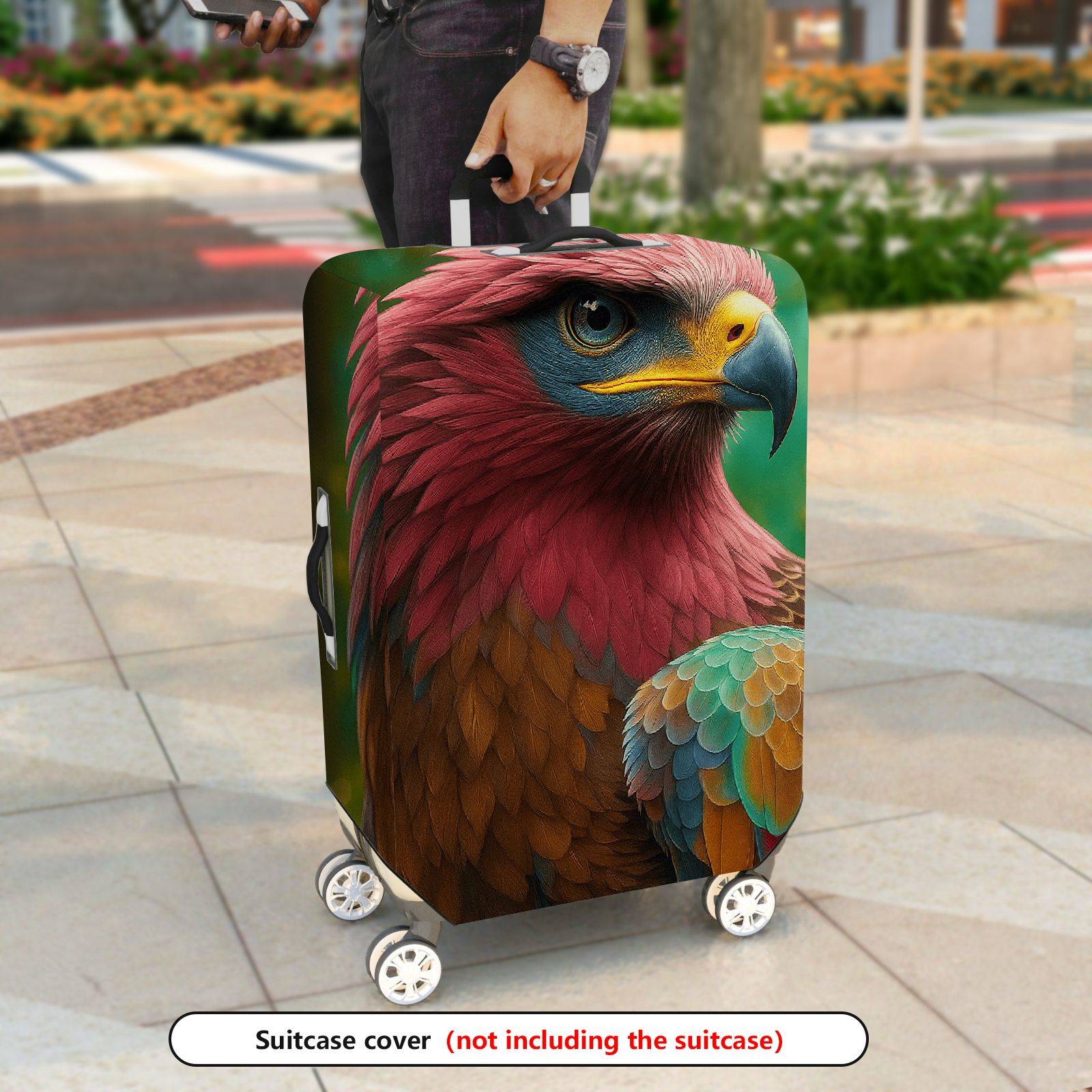 1-Piece Vibrant Parrot Bird Colorful Nature Artistic Wildlife  Suitcase Luggage Cover, Stretch Protective Sleeve