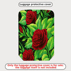 1-Piece Red Rose Green Leaf Floral  Suitcase Luggage Cover, Stretch Protective Sleeve