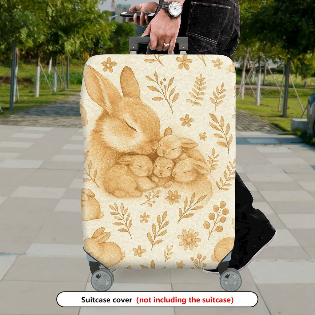 1-Piece Rabbit Floral Cute Adorable Animal Spring  Suitcase Luggage Cover, Stretch Protective Sleeve