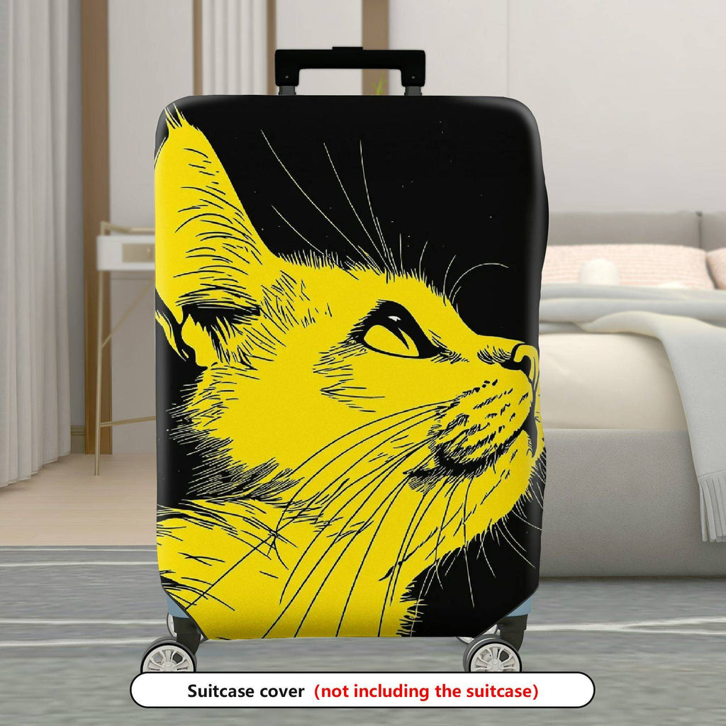 1-Piece Yellow Cat Artistic Stylish Unique Creative Modern  Suitcase Luggage Cover, Stretch Protective Sleeve
