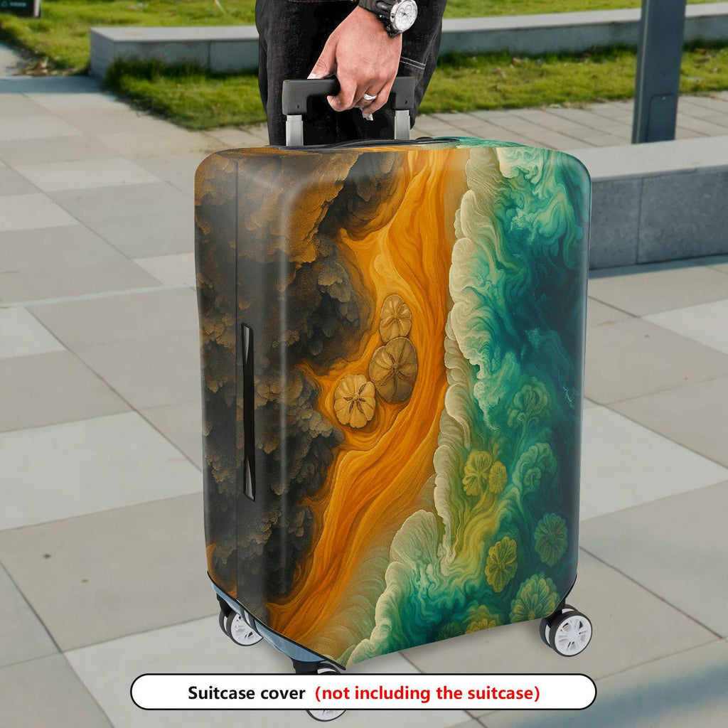 1-Piece Abstract Colorful Artistic Ocean Sand Floral Wave  Suitcase Luggage Cover, Stretch Protective Sleeve