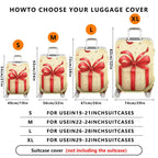 1-Piece Red Ribbon Gift Festive Decorative Holiday  Suitcase Luggage Cover, Stretch Protective Sleeve