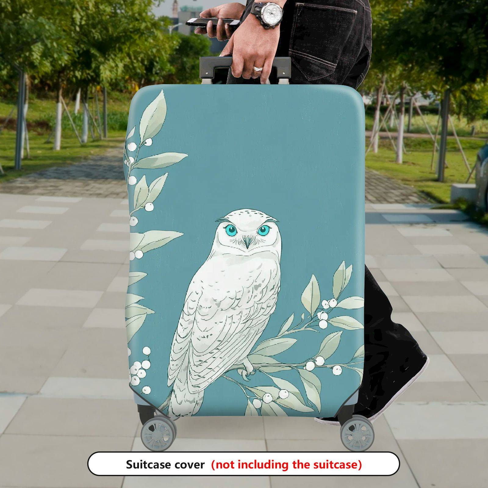 1-Piece Nature Floral Bird Animal Owl  Suitcase Luggage Cover, Stretch Protective Sleeve
