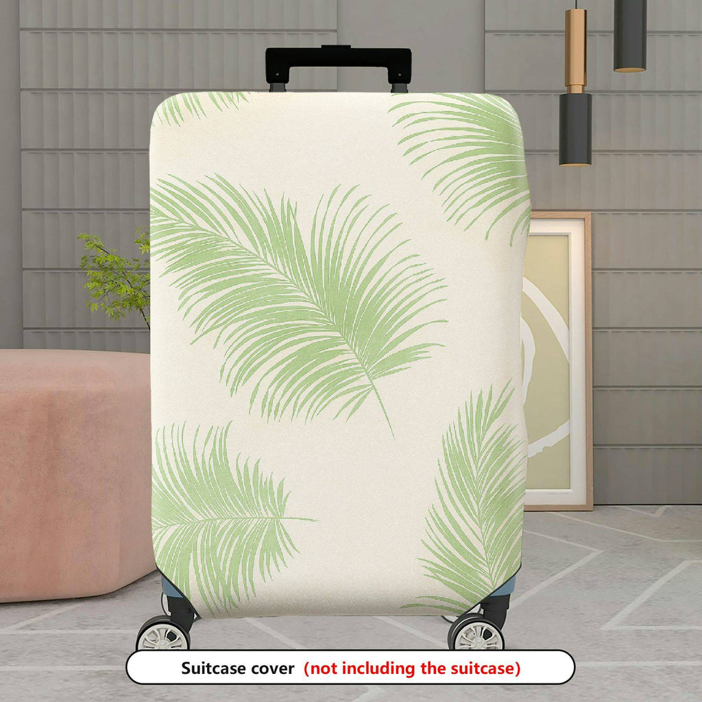 1-Piece Green Leaf Pattern Tropical Nature Travel Holiday  Suitcase Luggage Cover, Stretch Protective Sleeve