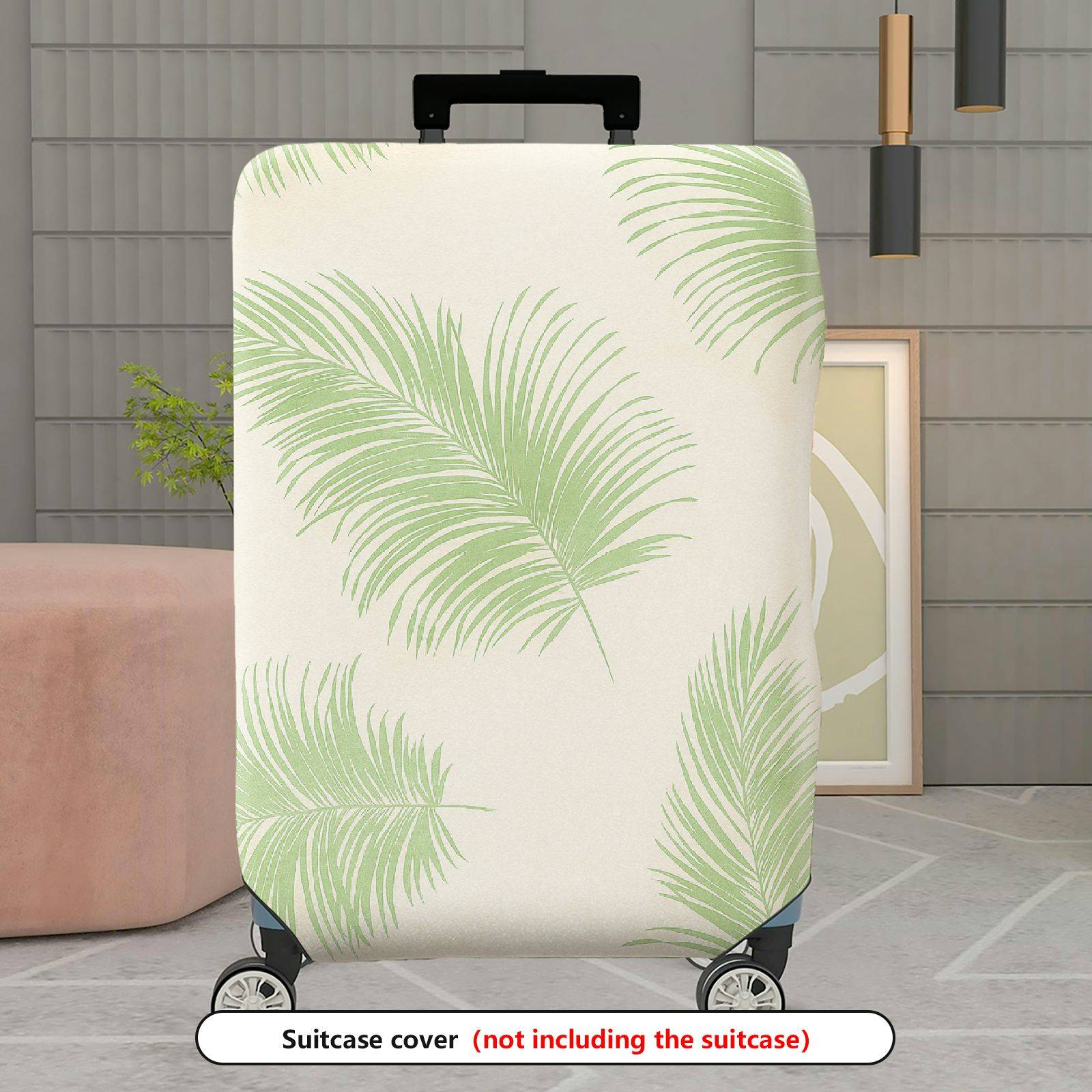 1-Piece Green Leaf Pattern Tropical Nature Travel Holiday  Suitcase Luggage Cover, Stretch Protective Sleeve
