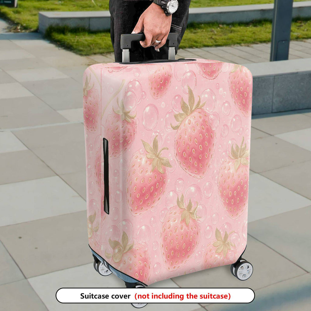 1-Piece Strawberry Pink Bubble Cute Fun Cheerful  Suitcase Luggage Cover, Stretch Protective Sleeve