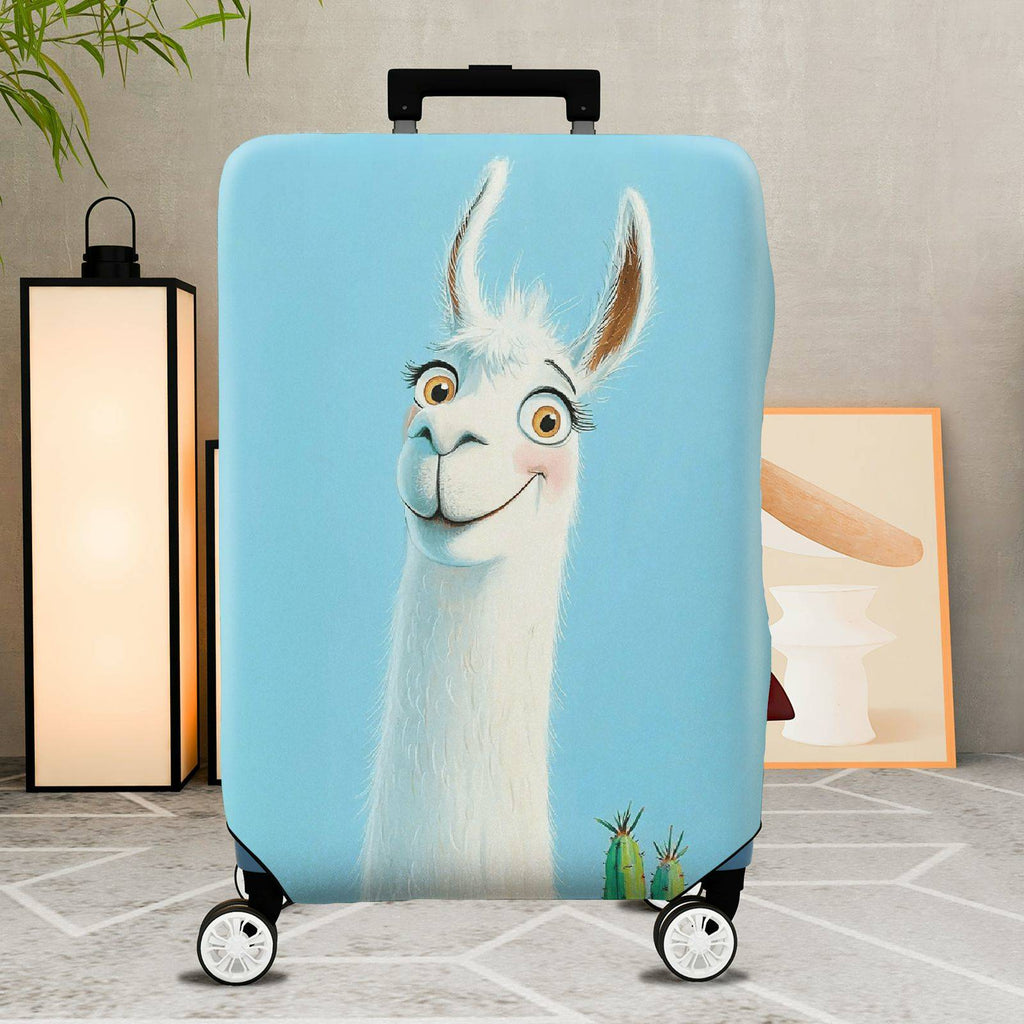 1-Piece Animal Travel Fun Happy Llama  Suitcase Luggage Cover, Stretch Protective Sleeve
