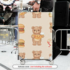1-Piece Cute Bear Pizza Burger Popcorn Food  Suitcase Luggage Cover, Stretch Protective Sleeve