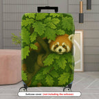 1-Piece Cute Green Forest Animal Red Panda Nature  Suitcase Luggage Cover, Stretch Protective Sleeve