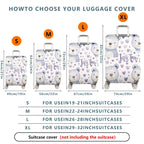 1-Piece Cute Bear Purple Heart  Travel  Suitcase Luggage Cover, Stretch Protective Sleeve