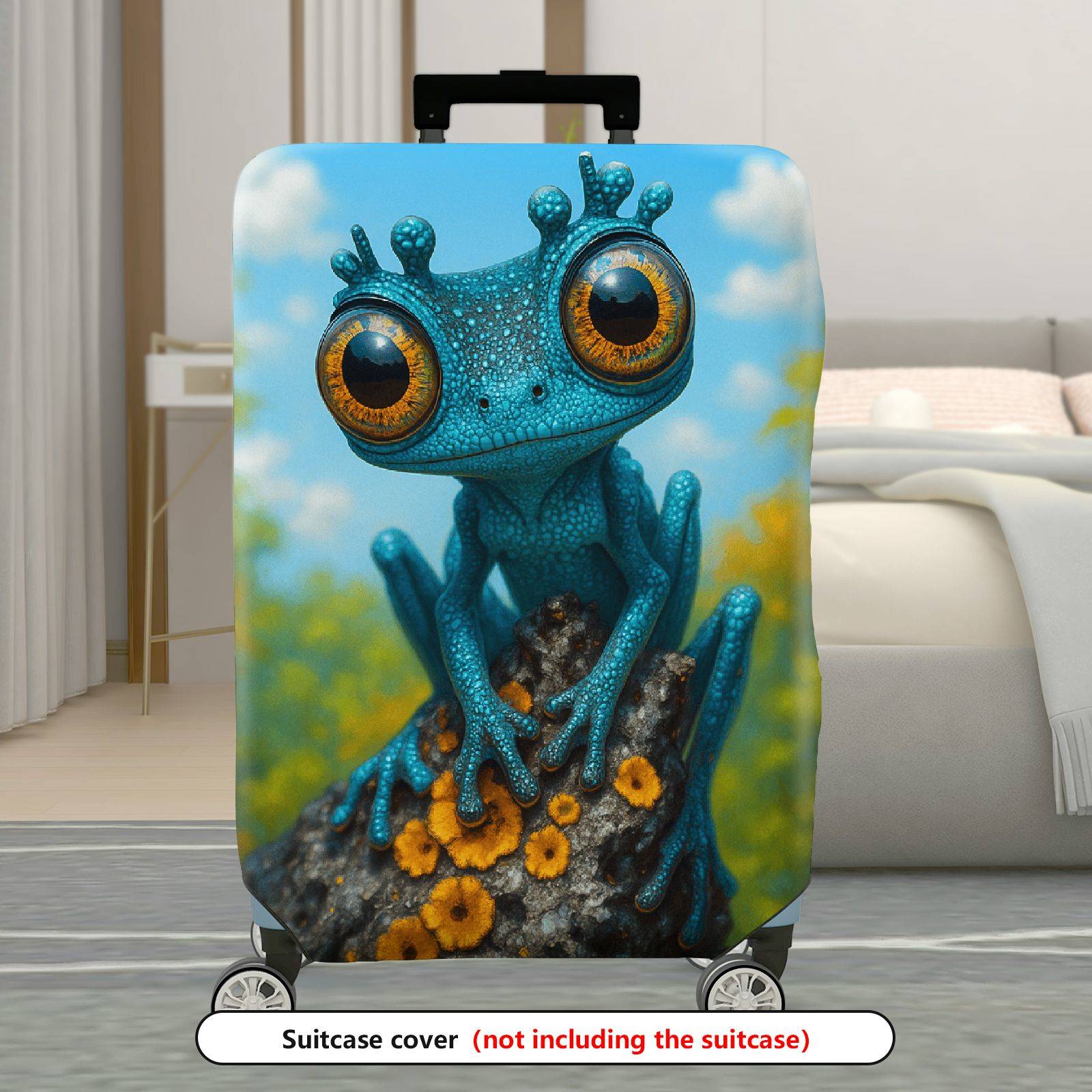 1-Piece Blue Frog Forest Nature  Cute Animal  Suitcase Luggage Cover, Stretch Protective Sleeve