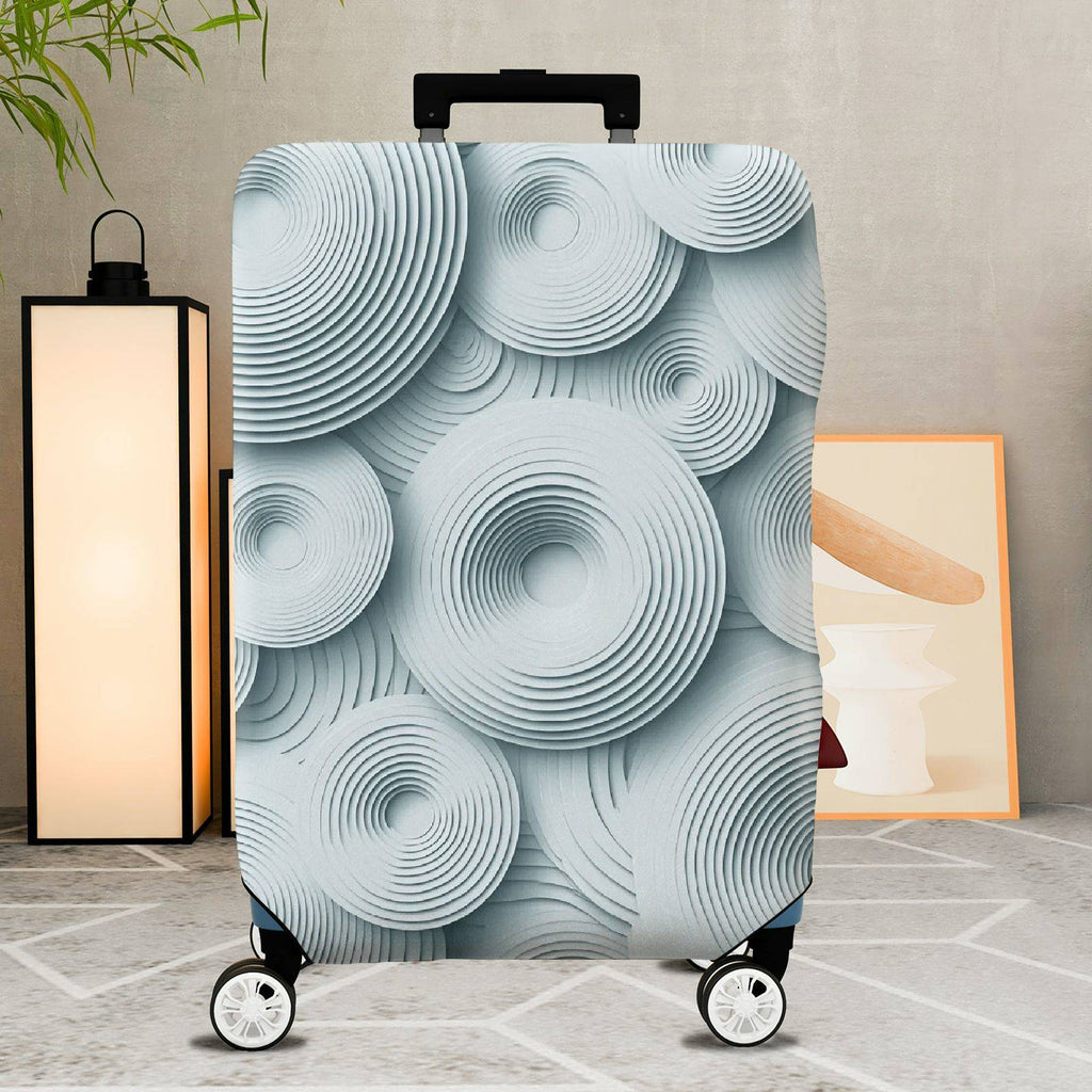 1-Piece Abstract Geometric 3D Pattern Light Grey Circles  Suitcase Luggage Cover, Stretch Protective Sleeve