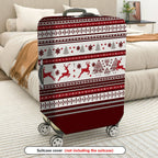 1-Piece Reindeer Snowflakes Christmas Winter Holiday Festive  Suitcase Luggage Cover, Stretch Protective Sleeve