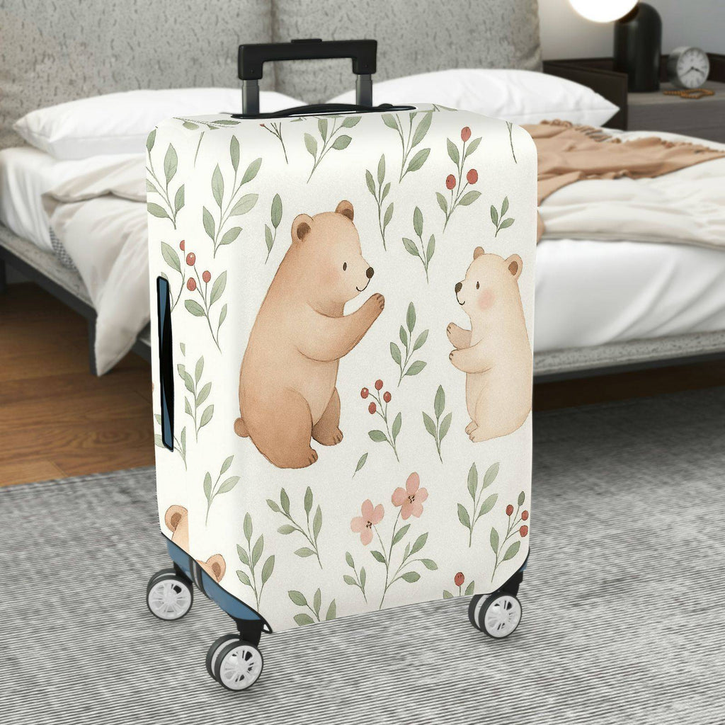 1-Piece Cute Bear Floral  Pattern  Suitcase Luggage Cover, Stretch Protective Sleeve