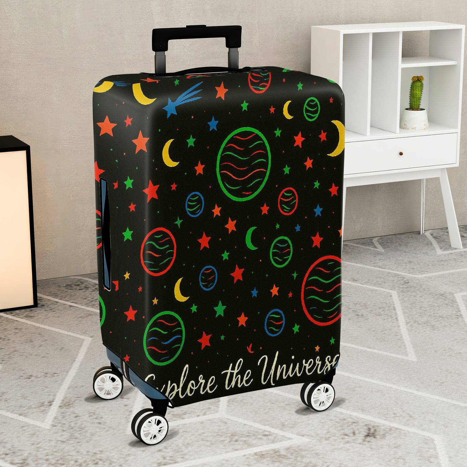 1-Piece Cosmic Planet Star Moon Galaxy Space  Suitcase Luggage Cover, Stretch Protective Sleeve